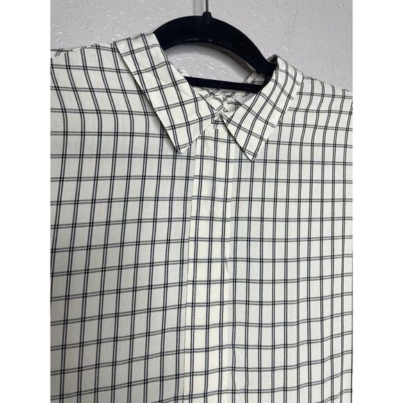 J.Jill Button Down Back Windowpane Shirt Size Small Collared Lagenlook Rayon - Picture 8 of 13